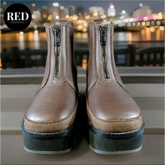 UGG CITYFUNC ZIP BURNT CEDAR LEATHER WATERPROOF ZIP BOOTS - WOMEN'S SIZE 9.5 - Picture 4 of 14